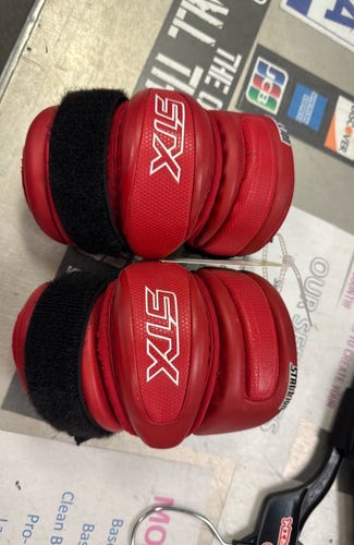 STX Stallion (Used) Small Arm Pads lacrosse lax senior adult SR elbow guard red