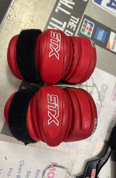 STX Stallion (Used) Small Arm Pads lacrosse lax senior adult SR elbow guard red