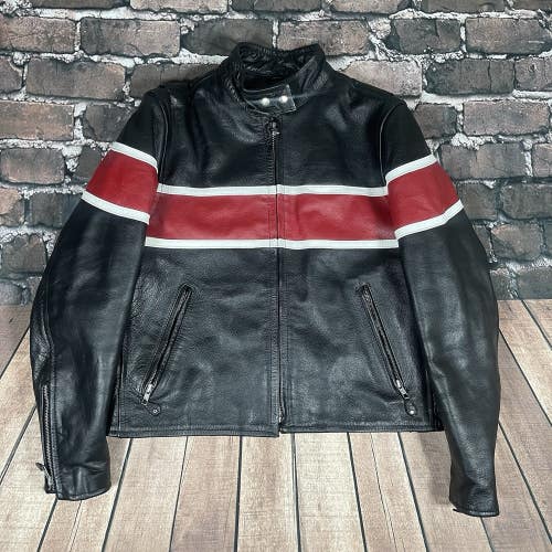 Hot Leathers Women's Size XL Black And Red Motorcycle Jacket Moto Rider Vintage