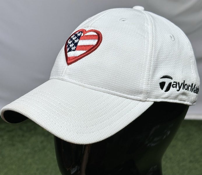 TaylorMade R11S Adjustable Strapback Golf Hat Cap USA Heart White Red Blue
