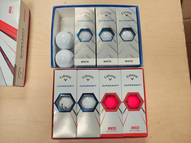 Lot of 23 New Callaway Supersoft Golf Balls, White and Red Matte Finish