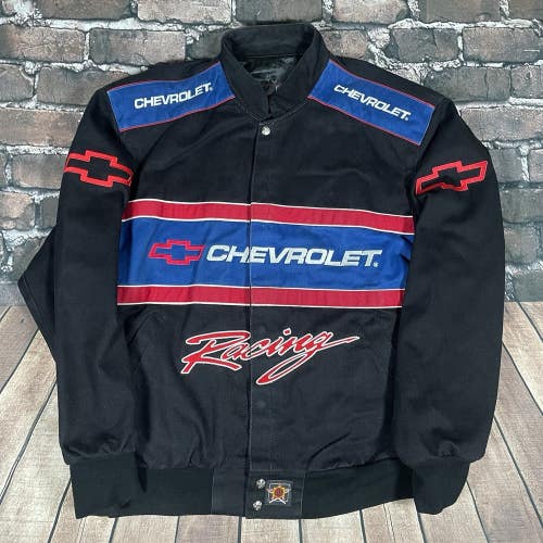 Vintage JH DESIGN Chevrolet Racing Men's Size XL NASCAR Chevy Jacket Made In USA