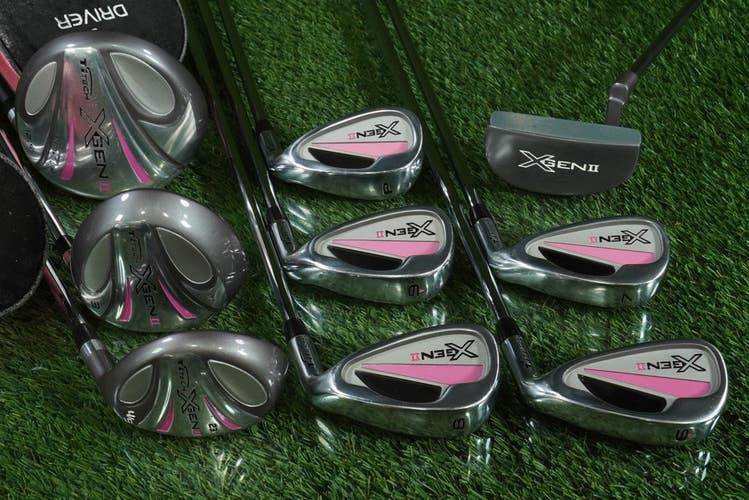 TITECH XGEN II 9pc. WOMENS HYBRID SET 6-PW,1W,3W,4H/5H,PUTTER + HEADCOVERS ~ WOW