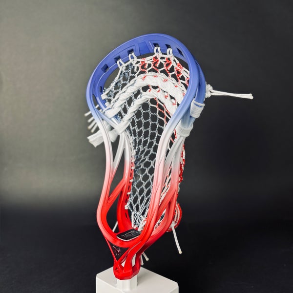 ECD Mirage 3.0 Lacrosse Head – Custom Red, White & Blue Fade Dye + USA Hero 4.0 Mesh