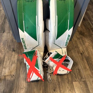 Jake Oettinger game used ,Large 2023 Bauer Supreme Mach Goalie Leg Pads Pro Stock (Used)