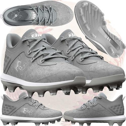 Under Armour Bryce Harper Low 8 Baseball Cleats 4.5Y Youth Boys Grey TPU NEW!