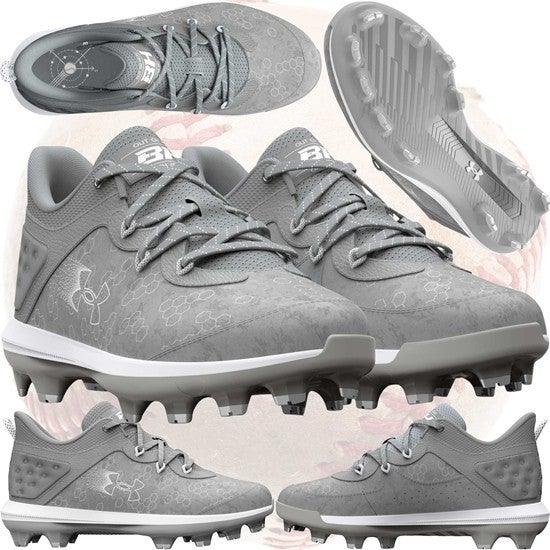Under Armour Bryce Harper Low 8 Baseball Cleats 4.5Y Youth Boys Grey TPU NEW!