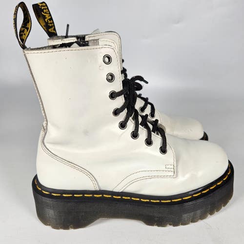 Dr. Martens Jadon White Leather Platform Combat Boots Women's Size: US 6