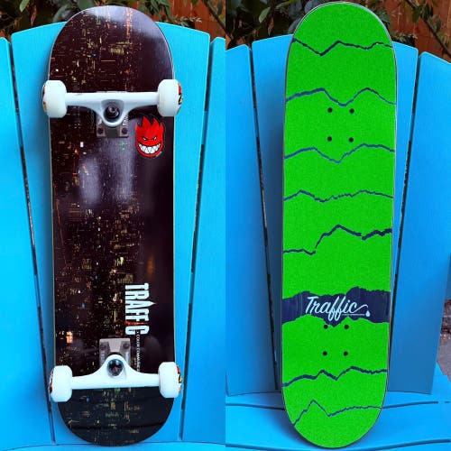 Traffic X Color - “Skyline” Custom Complete Skateboard 8.5” - Thunder 149 Trucks