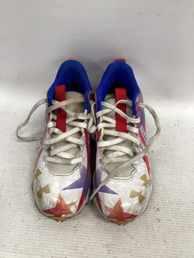 Used Under Armour BASEBALL CLEAT BB/SB Cleats White/Red/Navy Junior 01 11851-S000037787