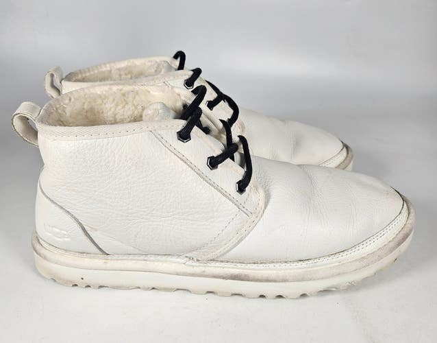 UGG Neumel 1133777 Chukka Boots Men's White Leather Lace-up Comfort Size 10