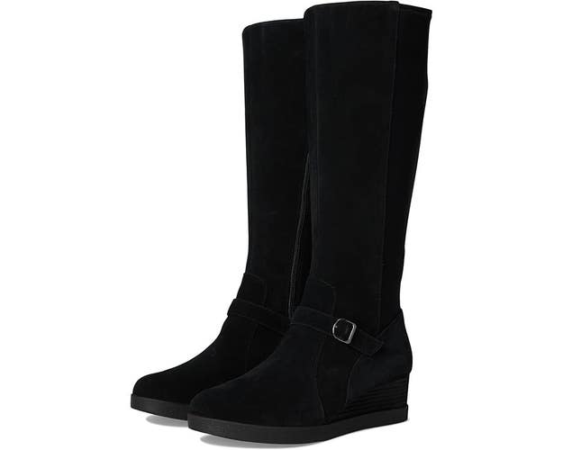 Dansko Shelia 2418470200 Boots Womens 10.5-11 Black Suede Waterproof Wedge PQ599