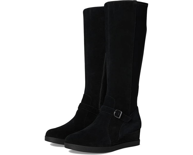 Dansko Shelia 2418470200 Boots Womens 10.5-11 Black Suede Waterproof Wedge PQ599