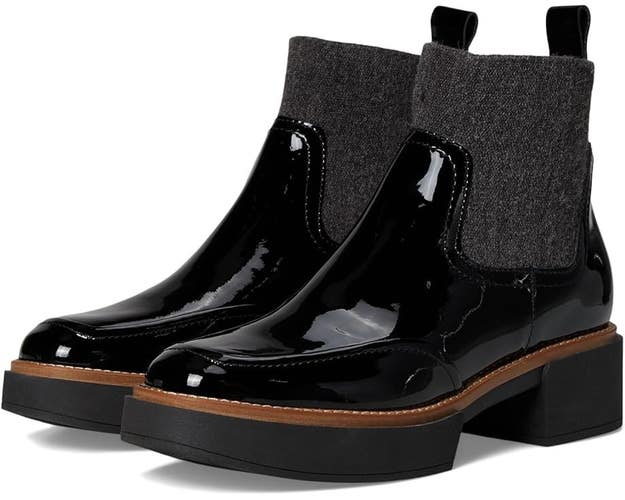 Dolce Vita Saline H2O Boots Women's US 9 Black Leather Block Heel Pull-On PQ594