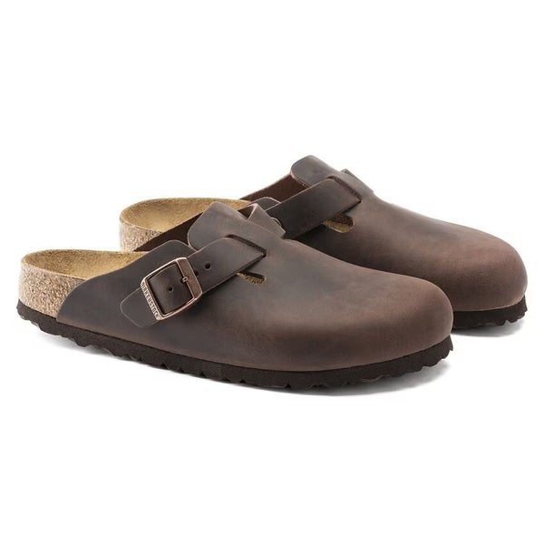 Birkenstock Boston 0860131 Clog Unisex M8-8.5/W10-10.5 Brown Leather Shoes PQ616