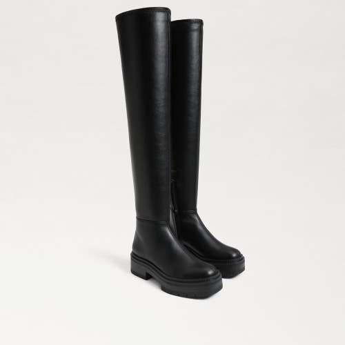 Sam Edelman Lydia I3399S2002 Boot Women's US 7 Black Leather Over-the-Knee PQ589