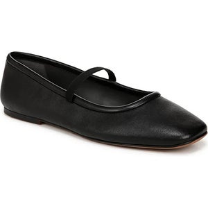 Franco Sarto Eileen Flat Women's US 8 Black Leather Square Toe Mary Jane PQ604
