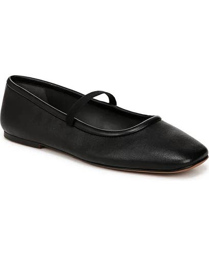 Franco Sarto Eileen Flat Women's US 8 Black Leather Square Toe Mary Jane PQ604