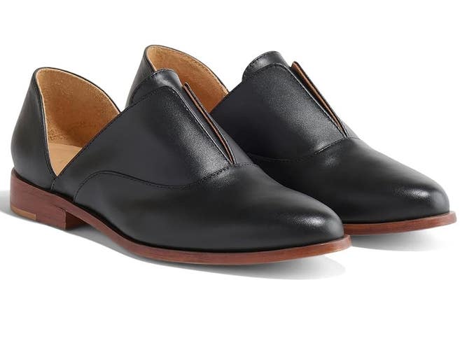 Nisolo Emma D'Orsay Oxford 2.0 Flat Women's 9 Black Leather Slip On Shoes PQ583