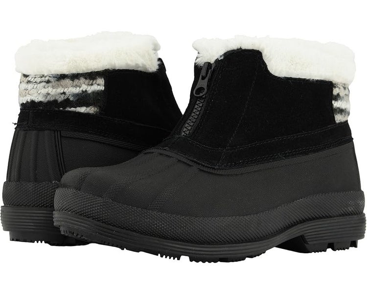 Propet Lumi Boots Women's US 8.5 Black White Suede Waterproof Ankle Zip PQ595