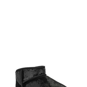 UGG Classic Ultra Mini Mirror Ball 1151616-BLK Boots Womens 6 Black Sequin PQ610