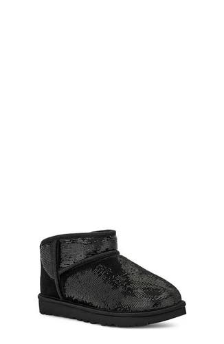 UGG Classic Ultra Mini Mirror Ball 1151616-BLK Boots Womens 6 Black Sequin PQ610
