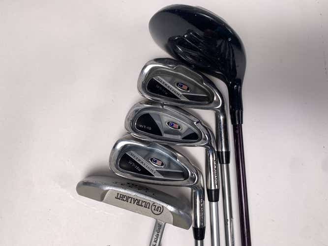 US Kids WT-15 Club Set Driver 6&8 PW Putter Ultralight 54" Youth Graphite RH