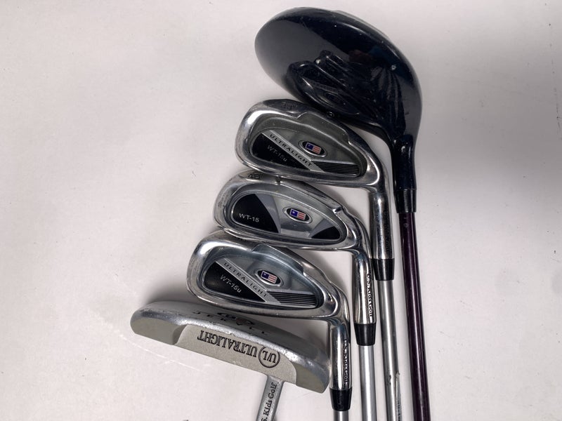 US Kids WT-15 Club Set Driver 6&8 PW Putter Ultralight 54" Youth Graphite RH