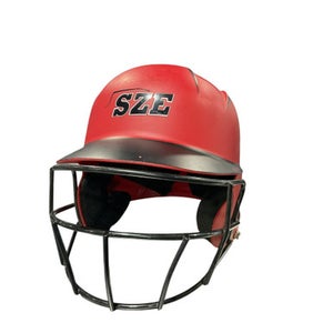 Used BoomBah BOOMBAH BLK/RED BB HELMET W MASK Batting Helmet w/Mask Red Fits all 11834-S000040346