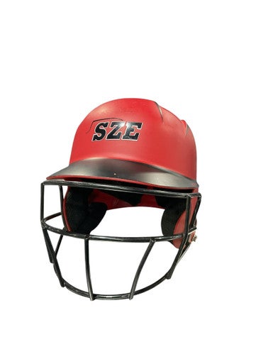 Used BoomBah BOOMBAH BLK/RED BB HELMET W MASK Batting Helmet w/Mask Red Fits all 11834-S000040346