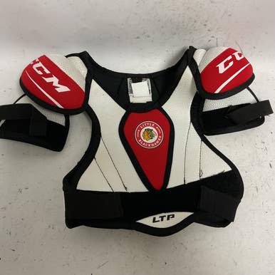 Used CCM LTP LITTLE BLACKHAWKS Youth Shoulder Pads White/Black/Red LG 11855-S000190838
