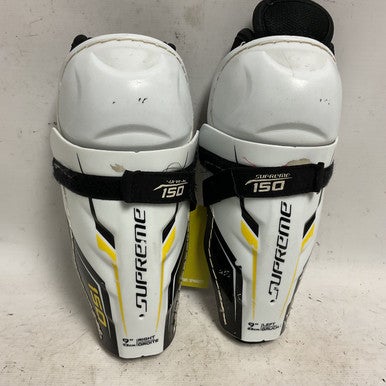 Used Bauer SUPREME 150 Youth Shin Guards White/Black/Yellow 9" 11855-S000190840