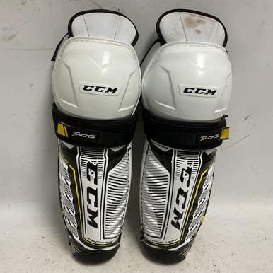 Used CCM TACKS 9060 Junior Shin Guards White/Black/Yellow 13" 11855-S000190793