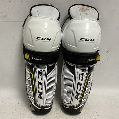 Used CCM TACKS 9060 Junior Shin Guards White/Black/Yellow 13" 11855-S000190793