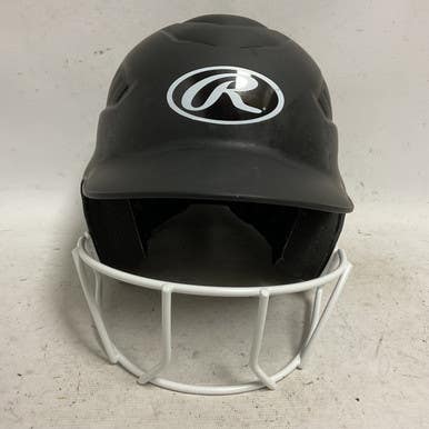 Used Rawlings RCFH Batting Helmet w/Mask Black And White One Size 11855-S000190761