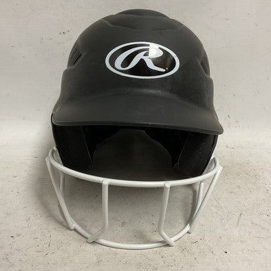 Used Rawlings RCFH Batting Helmet w/Mask Black And White One Size 11855-S000190761