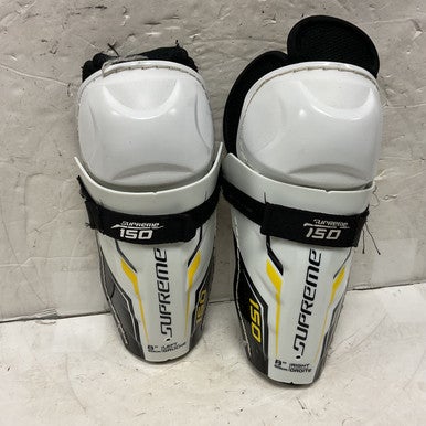 Used Bauer SUPREME 150 Youth Shin Guards White/Black/Yellow 8" 11855-S000190654