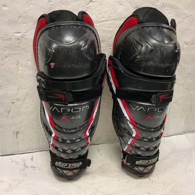 Used Bauer VAPOR X40 Junior Shin Guards Black And Red 11" 11855-S000190641