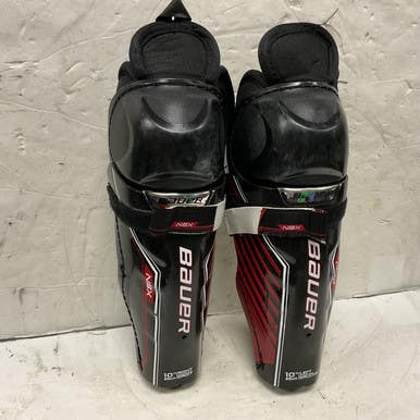 Used Bauer NSX Youth Shin Guards Black And Red 10" 11855-S000190643