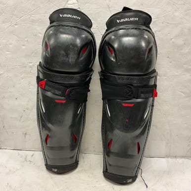 Used Bauer VAPOR 3X PRO Senior Shin Guards Black And Red 14" 11855-S000190884