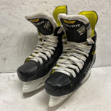 Used Bauer SUPREME 3S Intermediate Hockey Skate White/Black/Yellow Intermediate 5.5 11855-S000190886