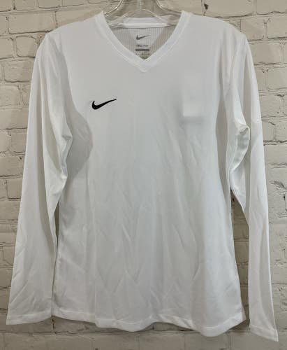 Nike DH8236-100 Womens DRI-FIT Slim Fit Long-Sleeve Soccer Shirt White Medium