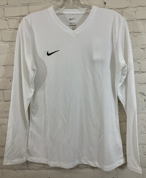 Nike DH8236-100 Womens DRI-FIT Slim Fit Long-Sleeve Soccer Shirt White Medium