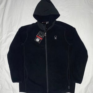 NEW SPYDER Men's Size L Black Active ProWeb Full Zip Hoodie Sweatshirt
