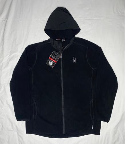 NEW SPYDER Men's Size L Black Active ProWeb Full Zip Hoodie Sweatshirt