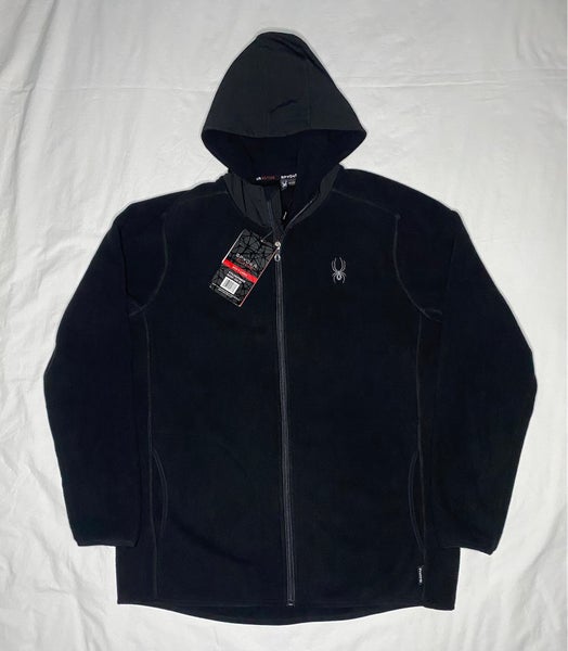NEW SPYDER Men's Size L Black Active ProWeb Full Zip Hoodie Sweatshirt