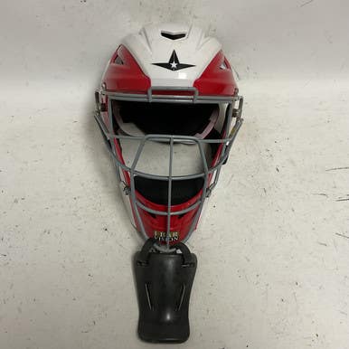 Used All-Star MVP2500 Catchers Helmet w/Mask White And Red L/XL 11855-S000190558