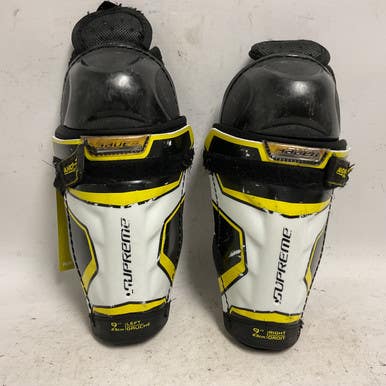 Used Bauer SUPREME 2S PRO Youth Shin Guards White/Black/Yellow 9" 11855-S000190599