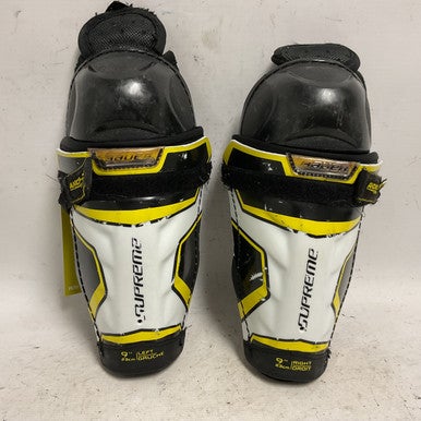 Used Bauer SUPREME 2S PRO Youth Shin Guards White/Black/Yellow 9" 11855-S000190599