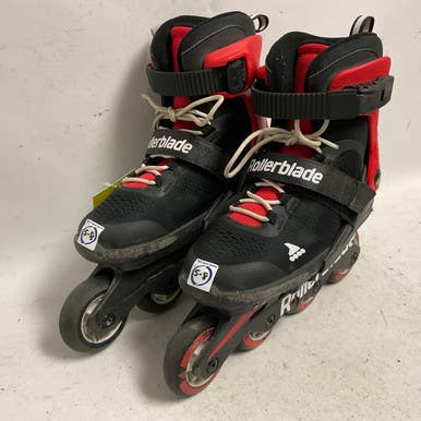 Used Rollerblade MICROBLADE ADJ 5-8 Senior Rec Fitness Skates Black Adjustable 11855-S000190604